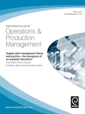 cover image of International Journal of Operations & Production Management, Volume 26, Issue 7